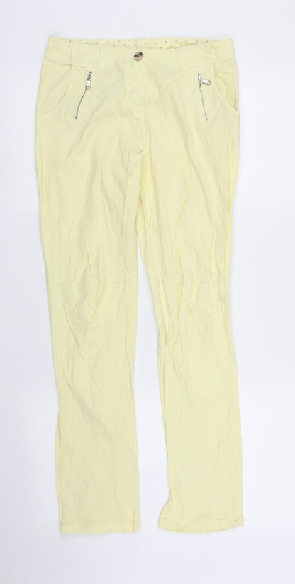 Womens UK Size S Preworn Regular Fit Chino Yellow Trousers