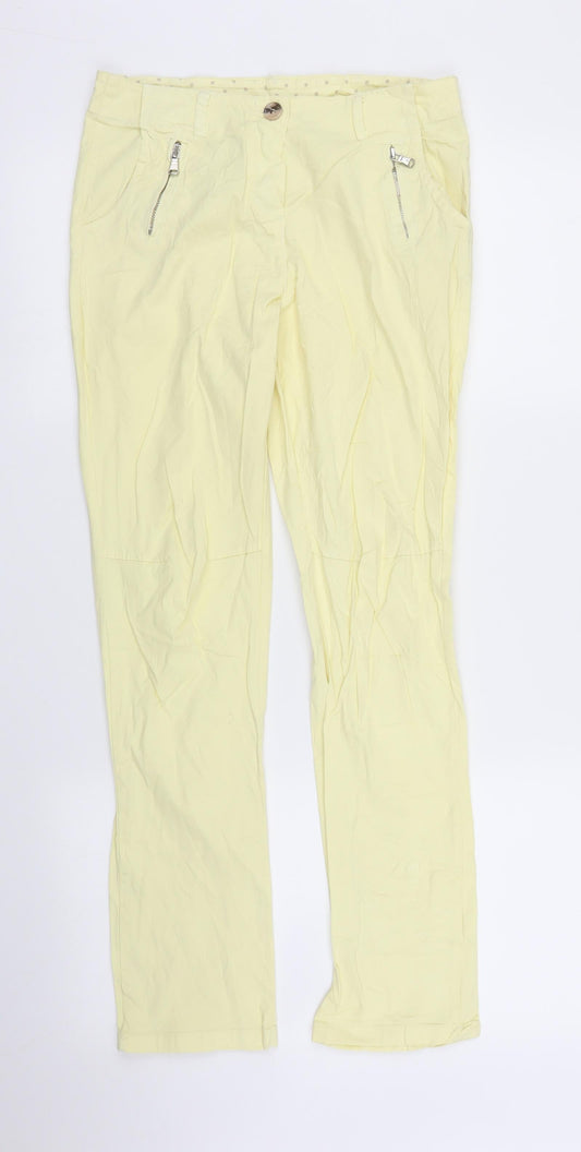 Womens UK Size S Preworn Regular Fit Chino Yellow Trousers
