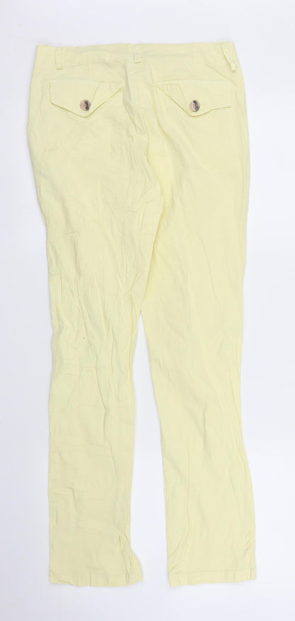 Womens UK Size S Preworn Regular Fit Chino Yellow Trousers