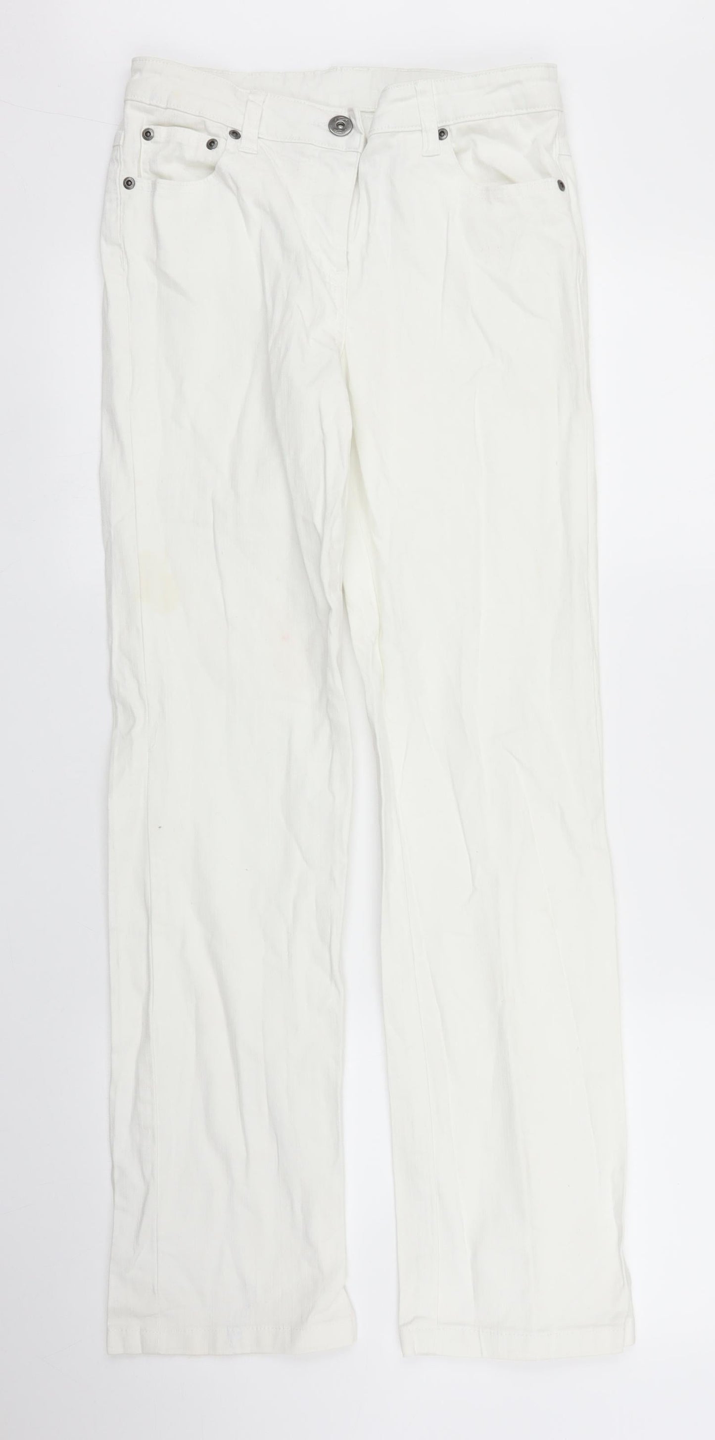 Womens UK Size 8 Preworn Regular Fit Straight White Jeans