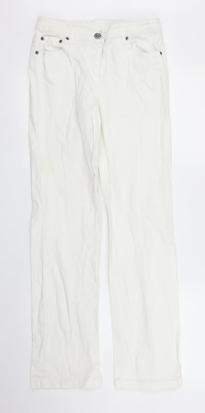 Womens UK Size 8 Preworn Regular Fit Straight White Jeans