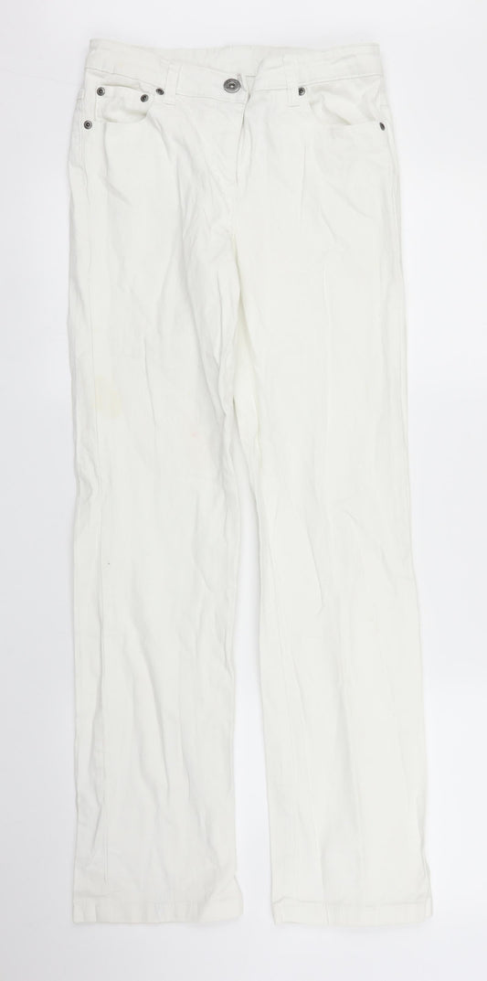 Womens UK Size 8 Preworn Regular Fit Straight White Jeans