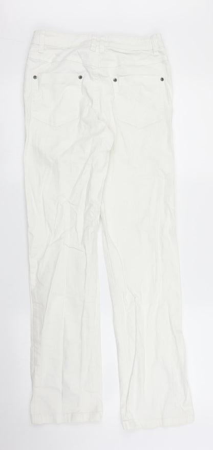 Womens UK Size 8 Preworn Regular Fit Straight White Jeans