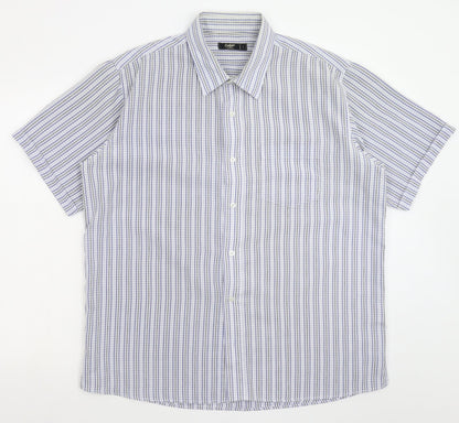 Mens UK Size L Cotton Traders White  Button-Up Short Sleeve Casual Shirt