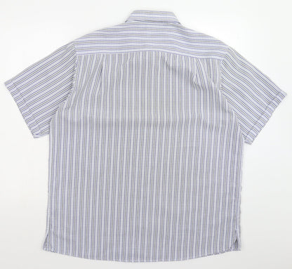 Mens UK Size L Cotton Traders White  Button-Up Short Sleeve Casual Shirt