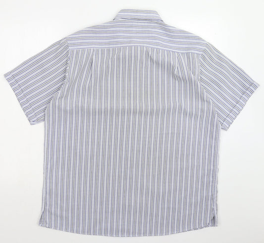 Mens UK Size L Cotton Traders White  Button-Up Short Sleeve Casual Shirt