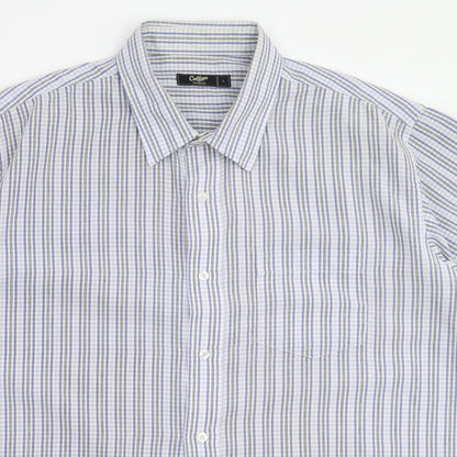 Mens UK Size L Cotton Traders White  Button-Up Short Sleeve Casual Shirt