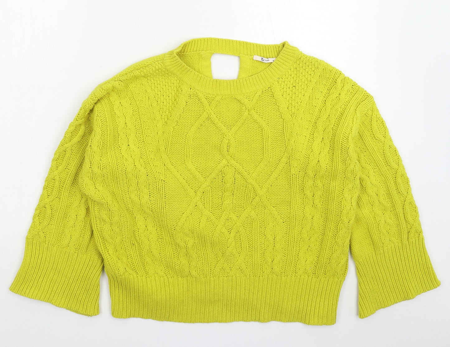 TU Womens Yellow  Knit Pullover Jumper Size 14