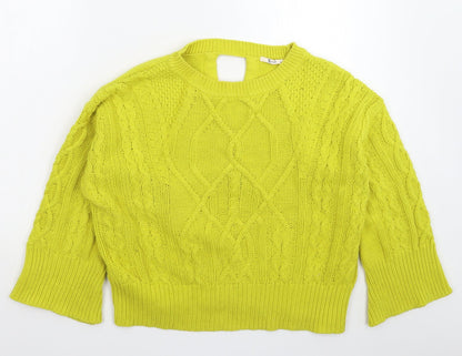 TU Womens Yellow  Knit Pullover Jumper Size 14