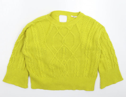 TU Womens Yellow  Knit Pullover Jumper Size 14