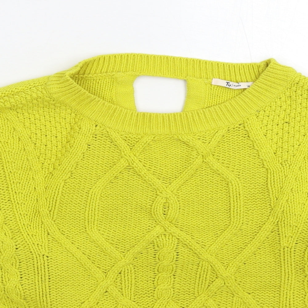 TU Womens Yellow  Knit Pullover Jumper Size 14