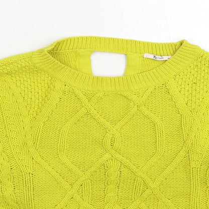 TU Womens Yellow  Knit Pullover Jumper Size 14