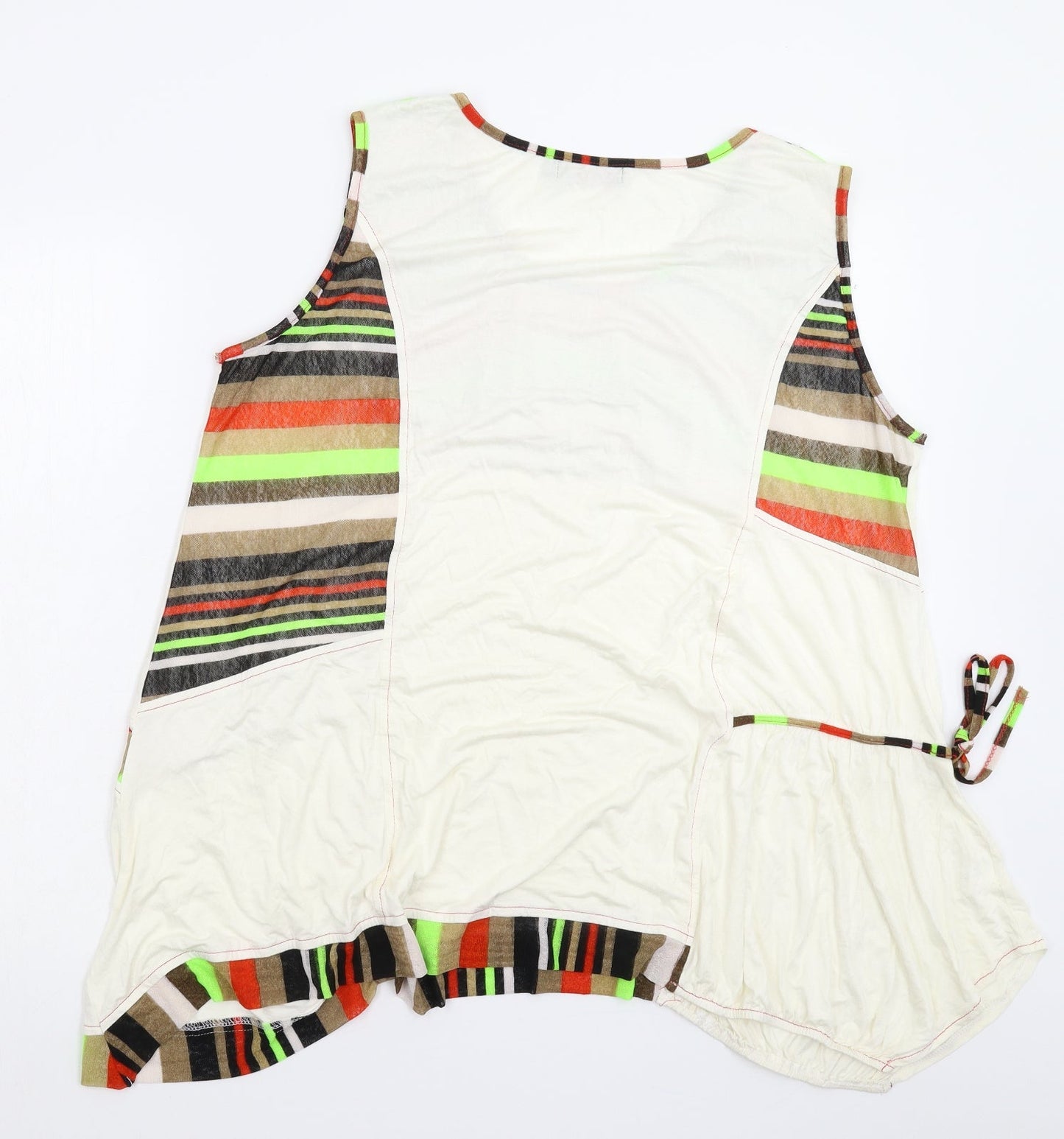 C'Melodie Womens White Striped  Basic Tank Size 2XL