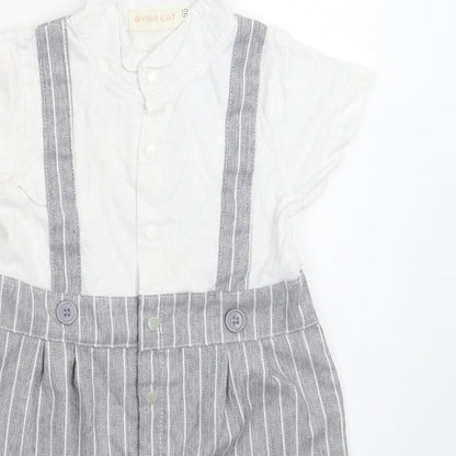 Nyan Cat Baby Grey Striped  Babygrow One-Piece Size 18-24 Months