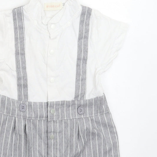 Nyan Cat Baby Grey Striped  Babygrow One-Piece Size 18-24 Months