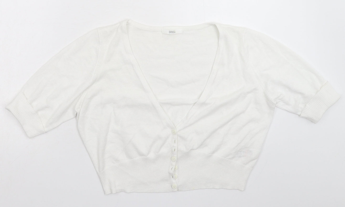 Womens UK Size 16 Marks and Spencer White Cardigan Jumper