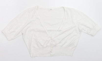 Womens UK Size 16 Marks and Spencer White Cardigan Jumper