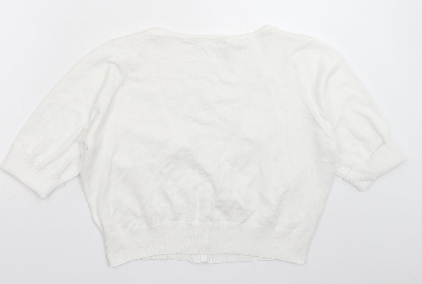 Womens UK Size 16 Marks and Spencer White Cardigan Jumper