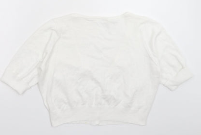 Womens UK Size 16 Marks and Spencer White Cardigan Jumper