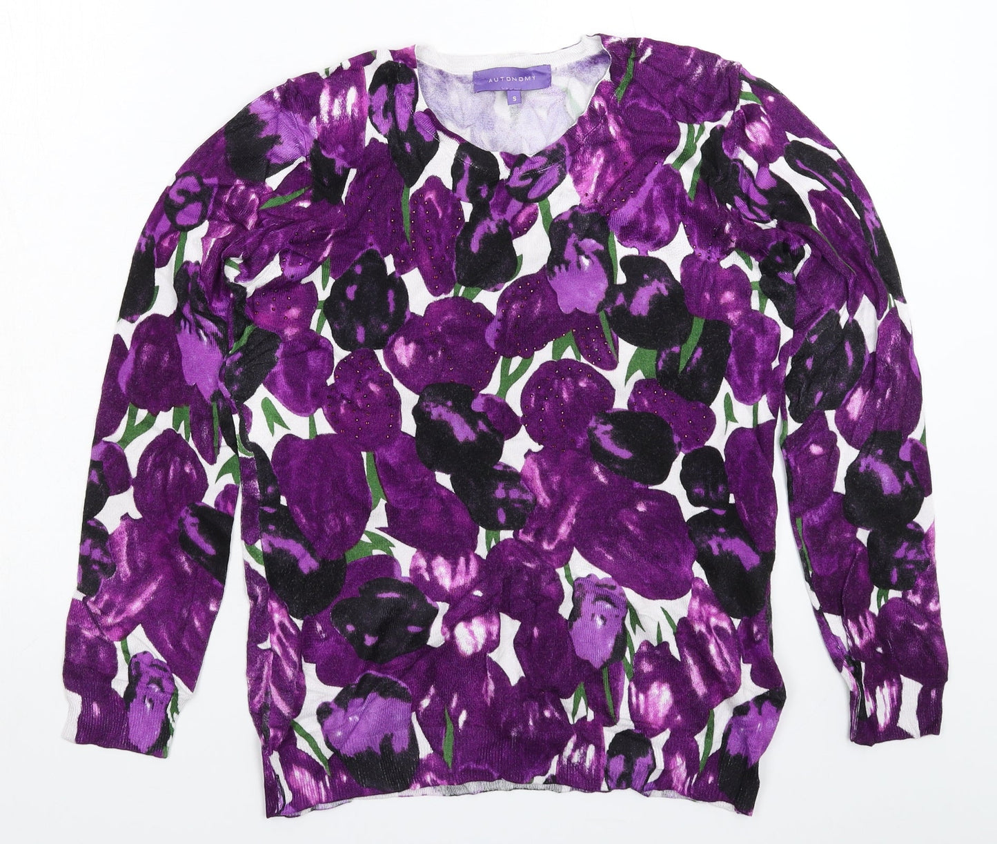 Autonomy Womens Multicoloured Floral Knit Pullover Jumper Size S