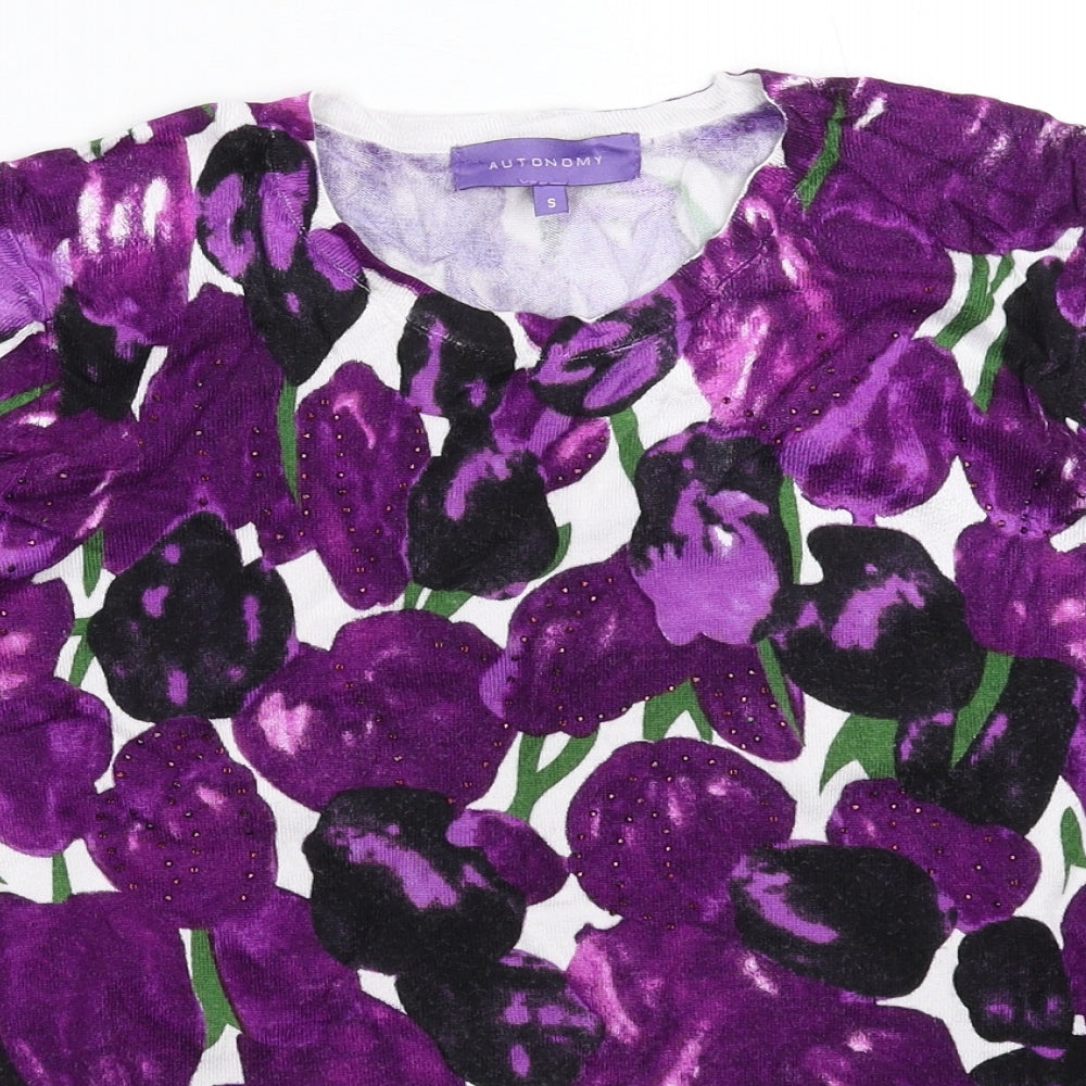 Autonomy Womens Multicoloured Floral Knit Pullover Jumper Size S