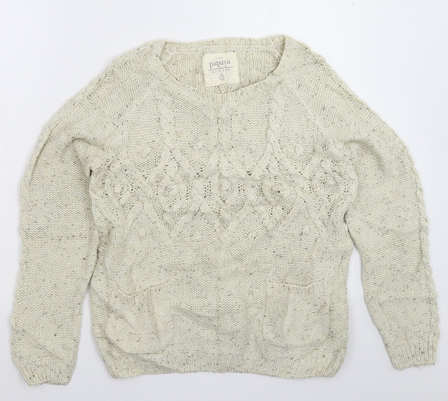 Womens UK Size 8 Papaya White Pullover Jumper
