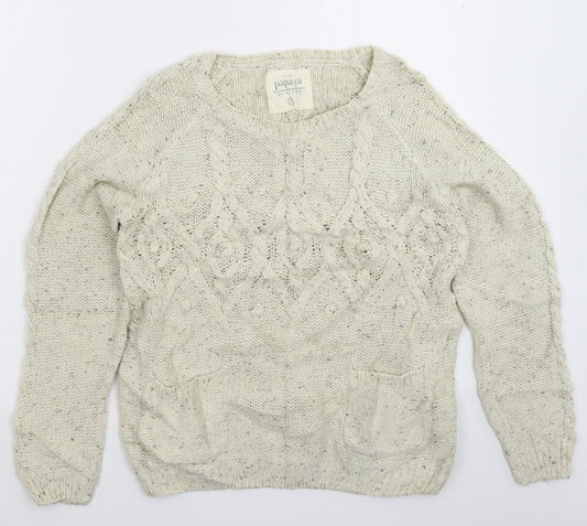 Womens UK Size 8 Papaya White Pullover Jumper
