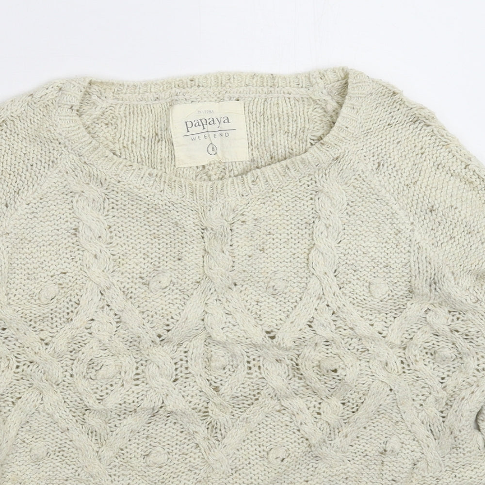 Womens UK Size 8 Papaya White Pullover Jumper