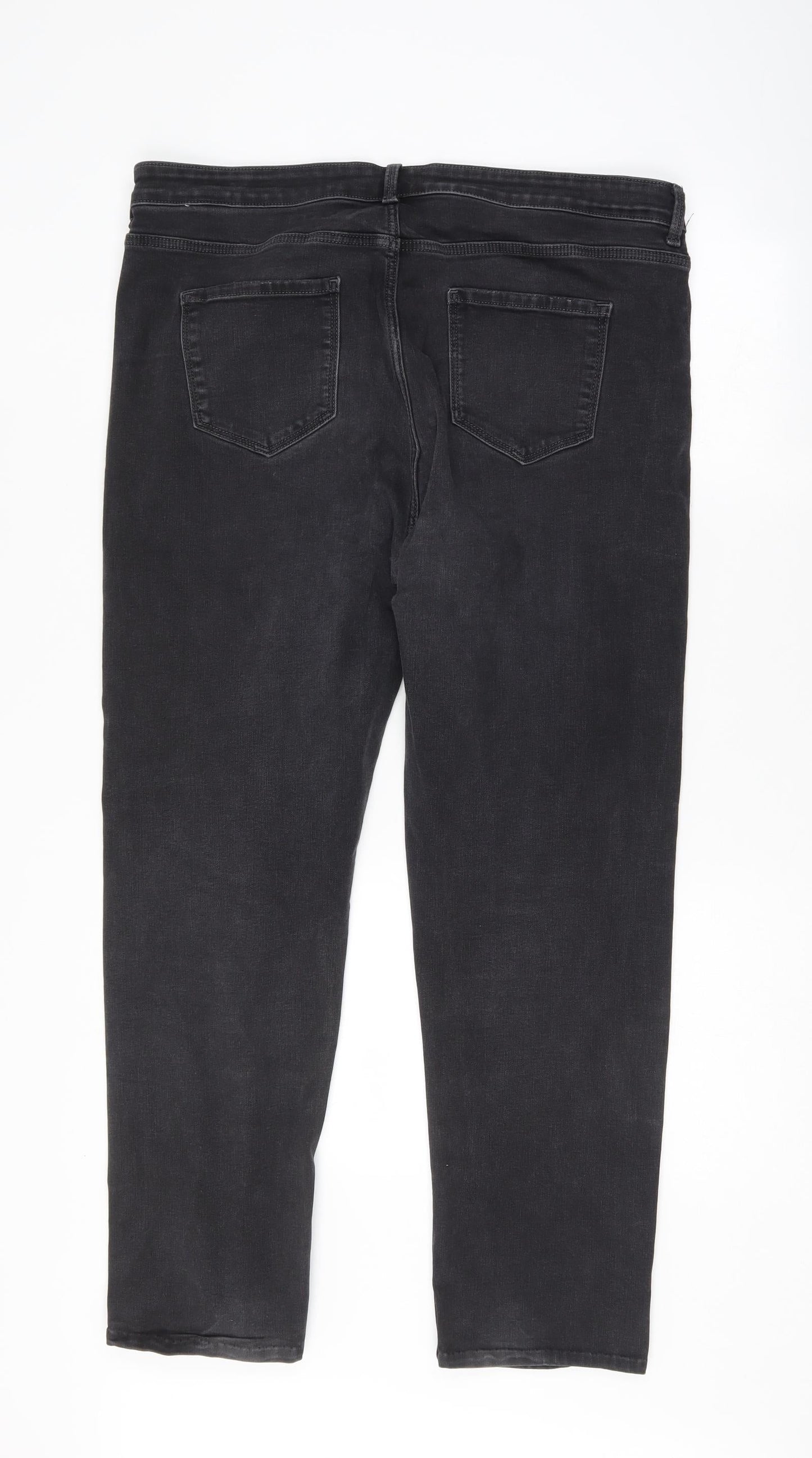 Womens UK Size 18 Preworn Regular Fit Straight Black Jeans