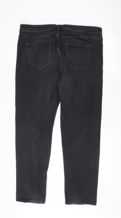 Womens UK Size 18 Preworn Regular Fit Straight Black Jeans