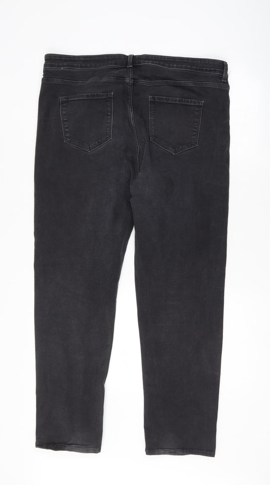 Womens UK Size 18 Preworn Regular Fit Straight Black Jeans