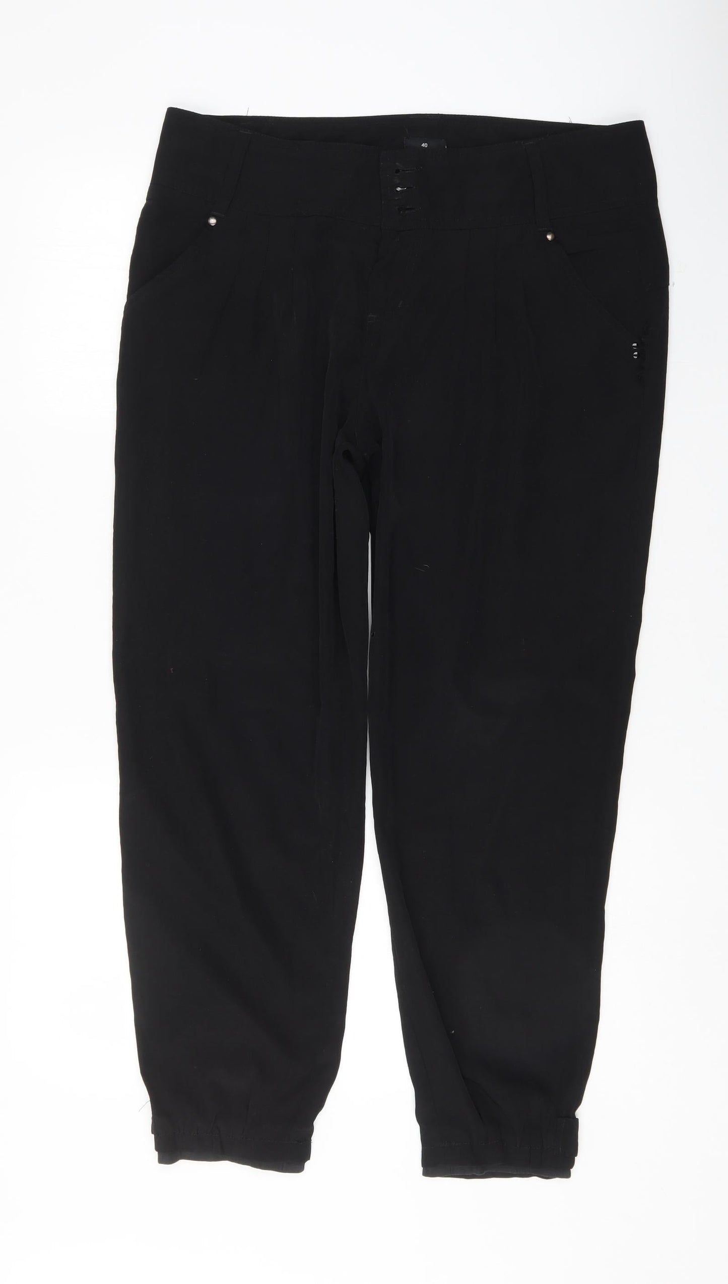 Flame Womens Black   Trousers  Size 36 L27.5 in
