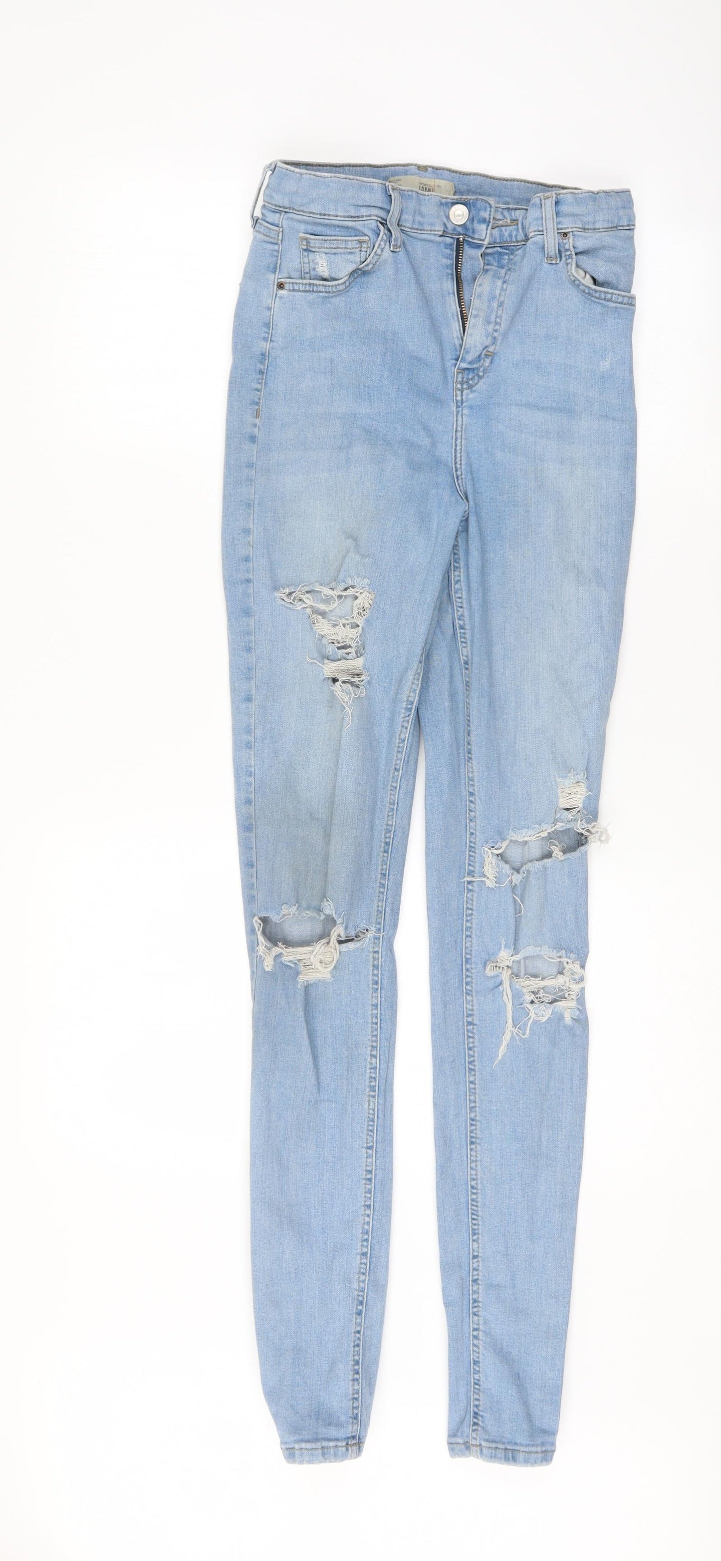 Topshop Womens Blue Houndstooth  Mom Jeans Size 30 L32 in