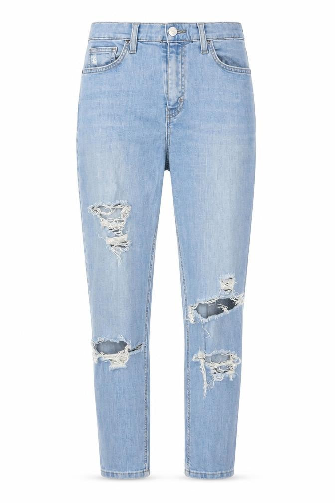 Topshop Womens Blue Houndstooth  Mom Jeans Size 30 L32 in