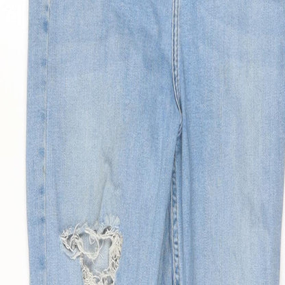 Topshop Womens Blue Houndstooth  Mom Jeans Size 30 L32 in