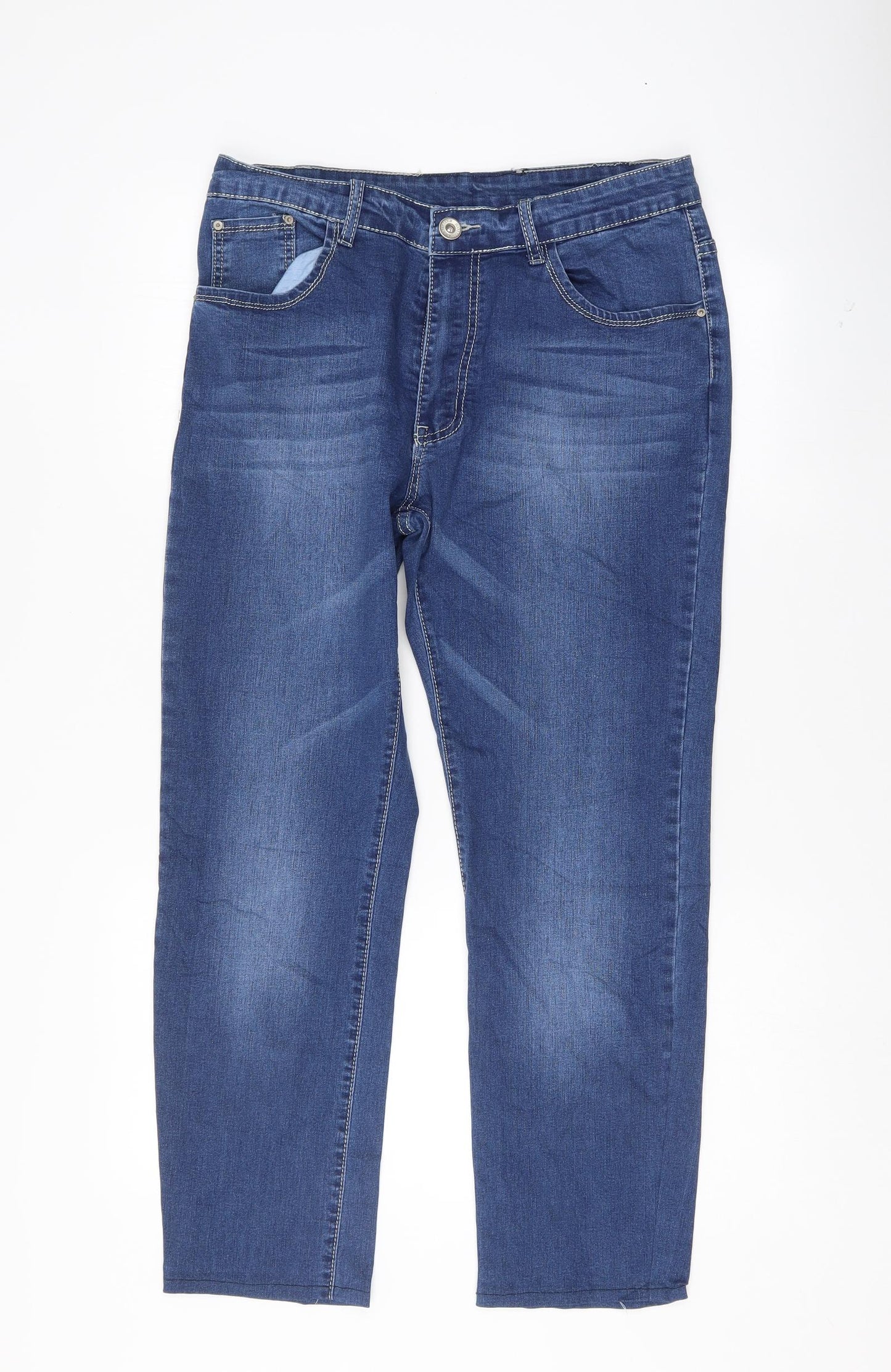 Womens UK Size 32 Preworn Regular Fit Straight Blue Jeans