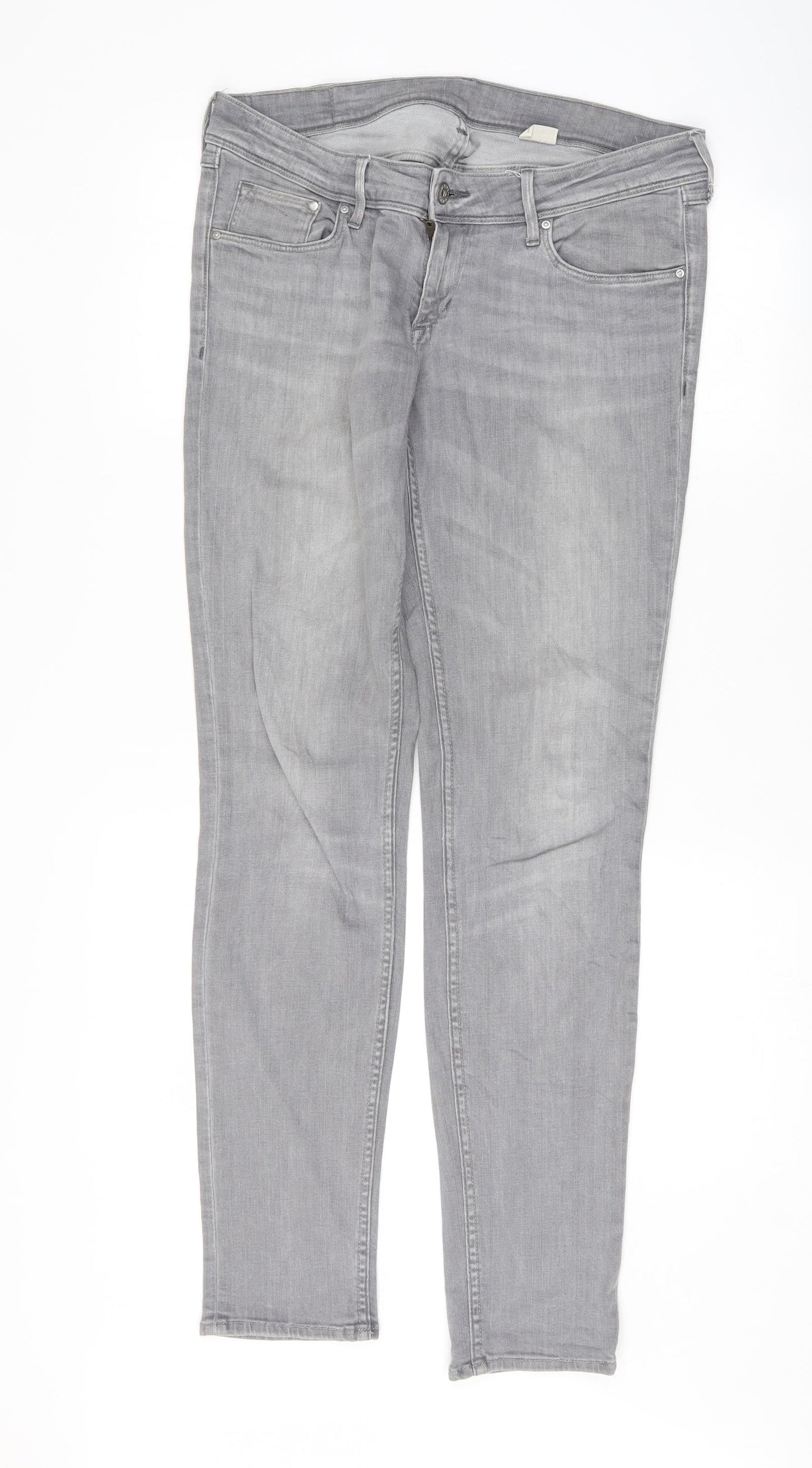 Womens UK Size 34 Preworn Regular Fit Straight Grey Jeans