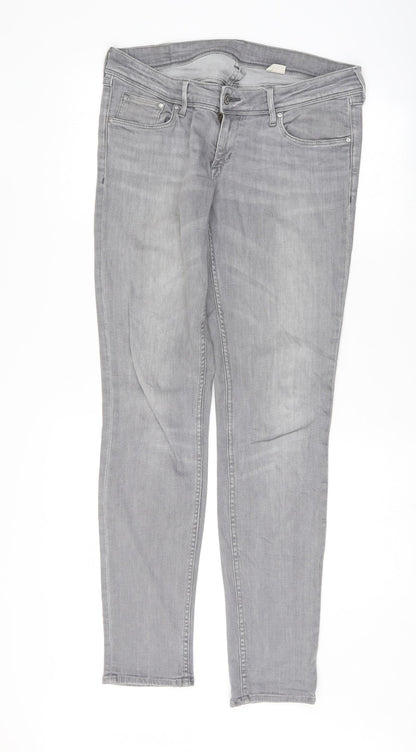 Womens UK Size 34 Preworn Regular Fit Straight Grey Jeans