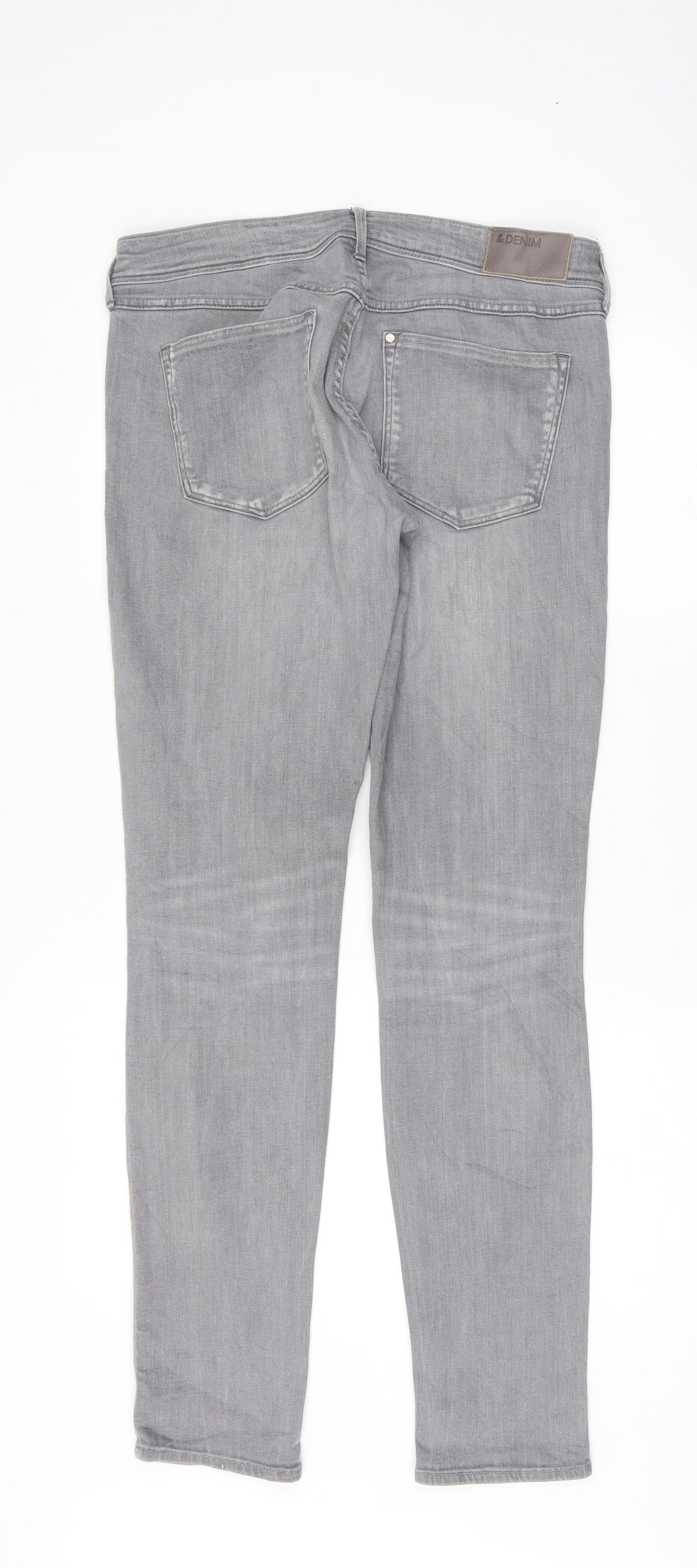 Womens UK Size 34 Preworn Regular Fit Straight Grey Jeans