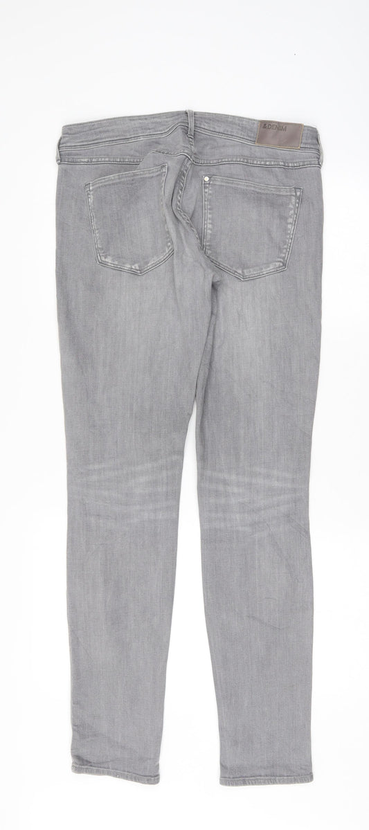 Womens UK Size 34 Preworn Regular Fit Straight Grey Jeans