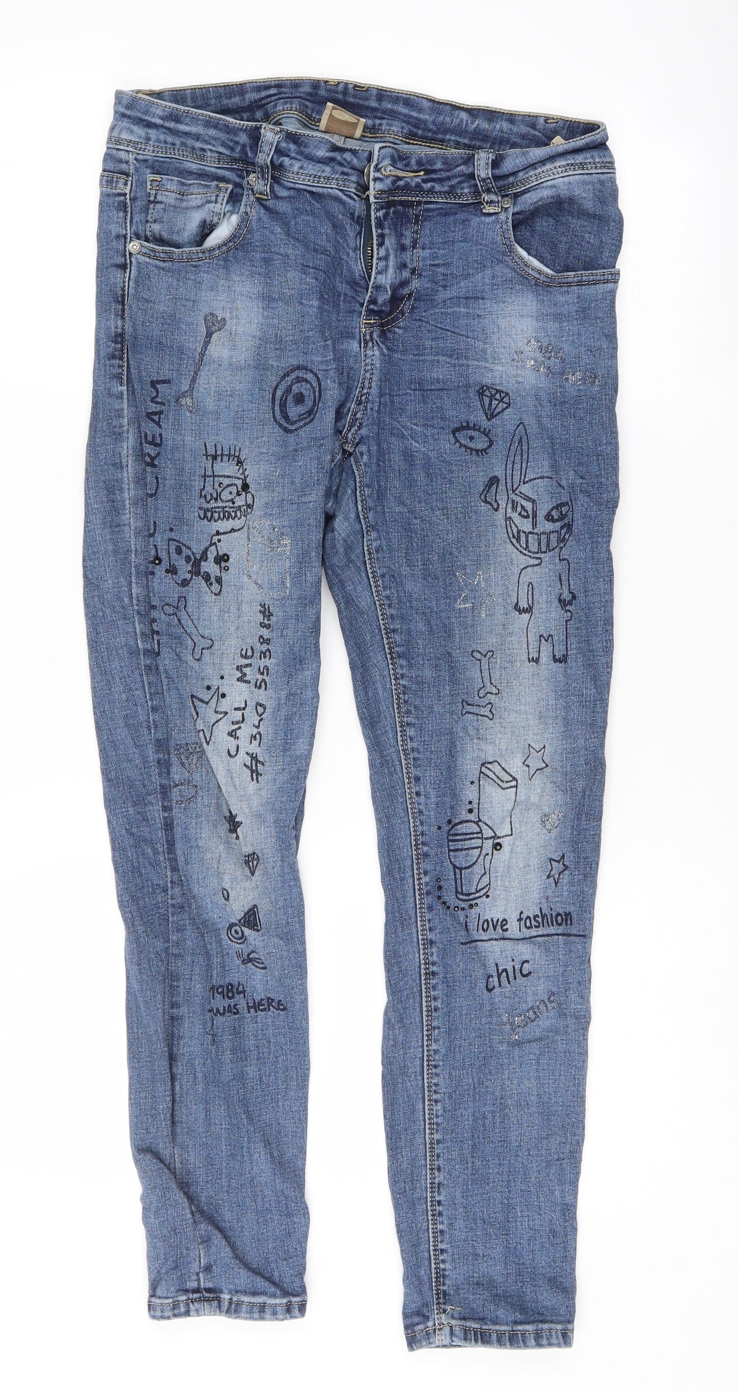 Womens UK Size 30 Preworn Regular Fit Skinny Blue Jeans
