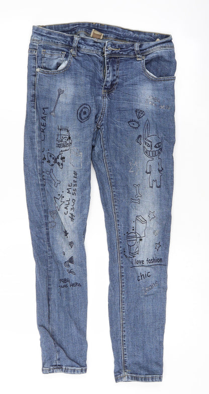 Womens UK Size 30 Preworn Regular Fit Skinny Blue Jeans