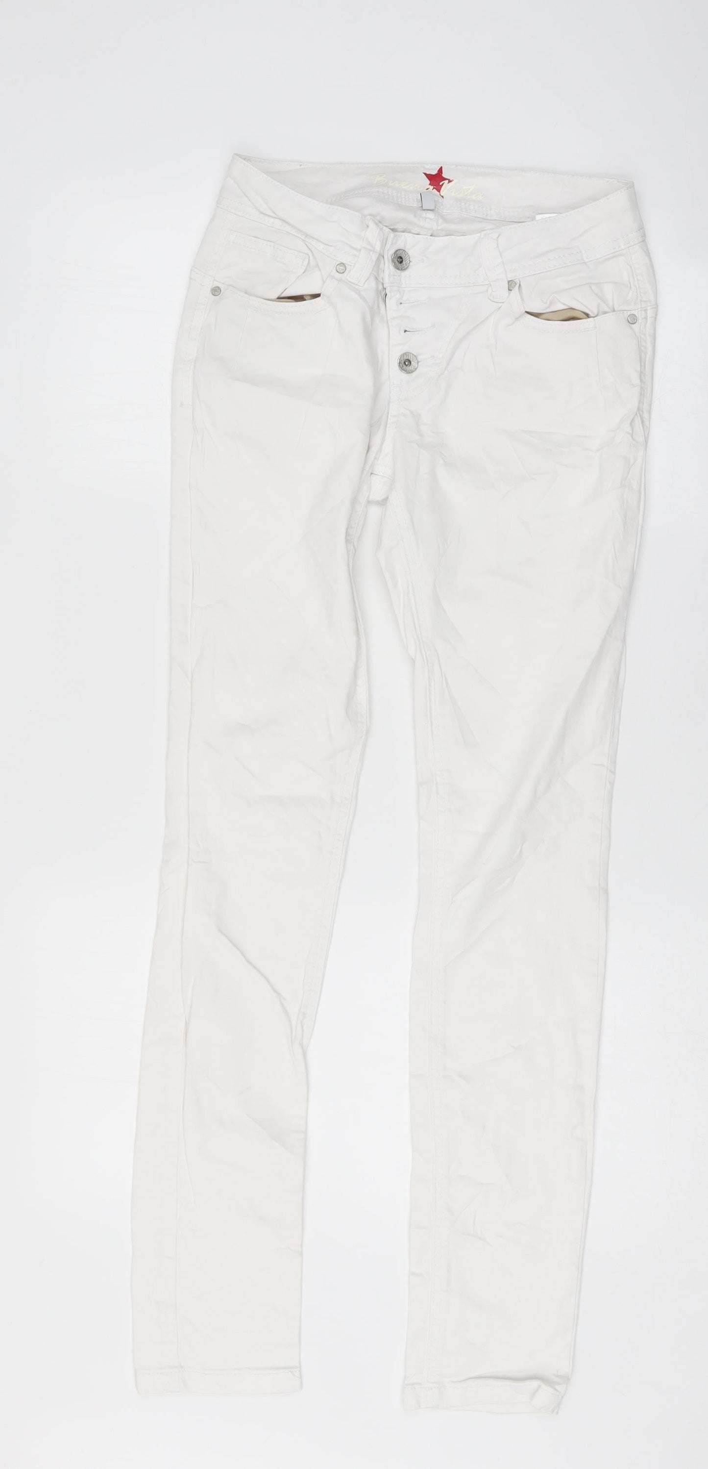 Womens UK Size XS Buena Vista Regular Fit Skinny White Jeans