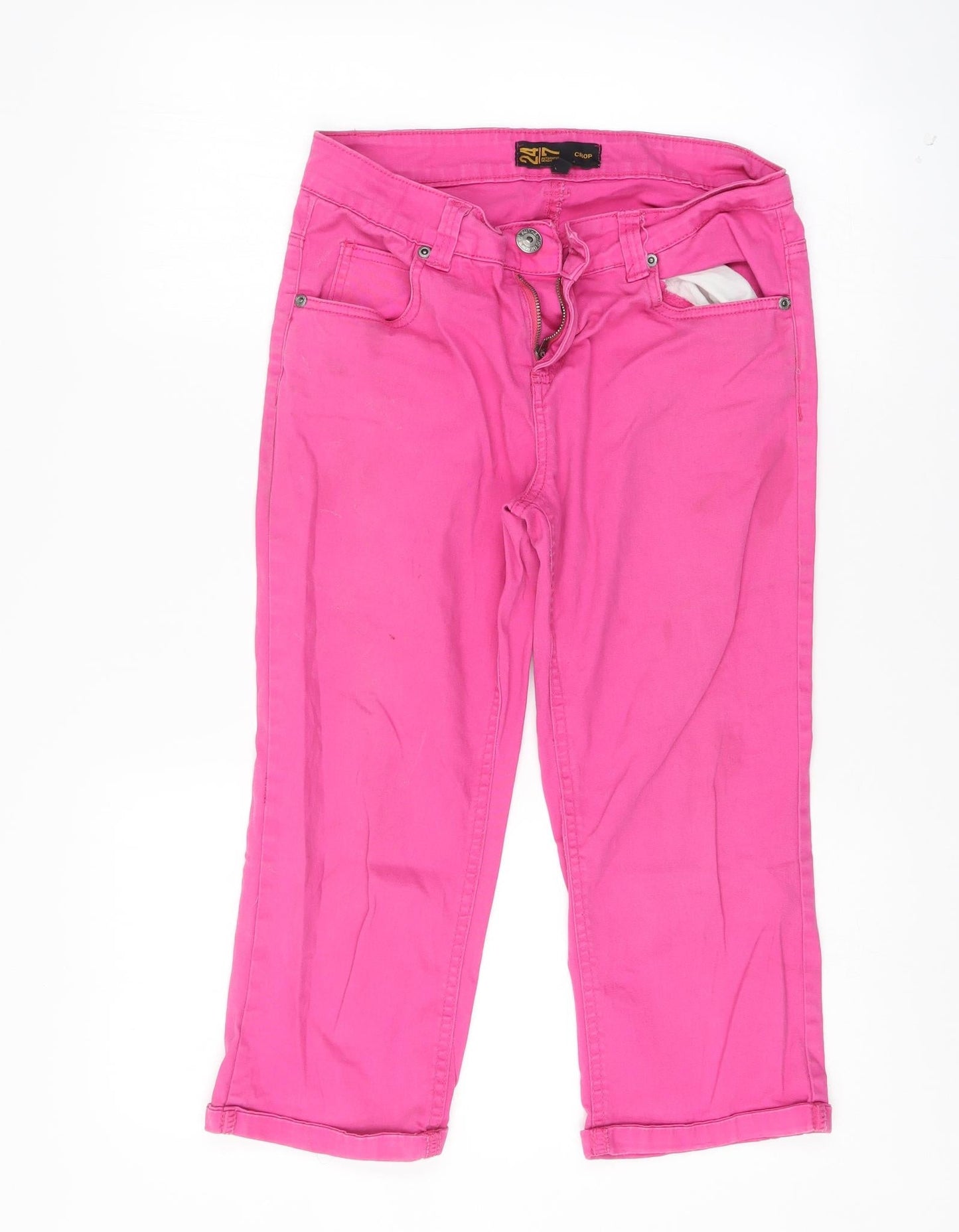 24/7 Womens Pink   Cropped Jeans Size 10 L20 in