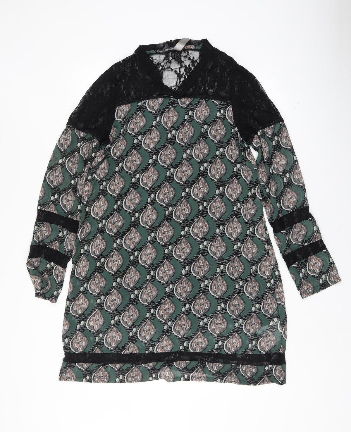 mismash Womens Green Argyle/Diamond  Shift  Size M