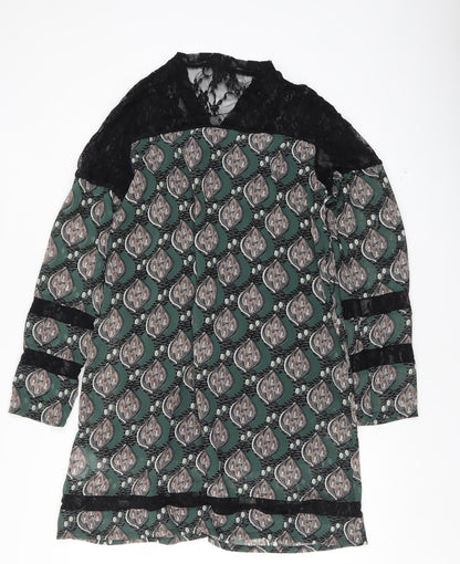 mismash Womens Green Argyle/Diamond  Shift  Size M