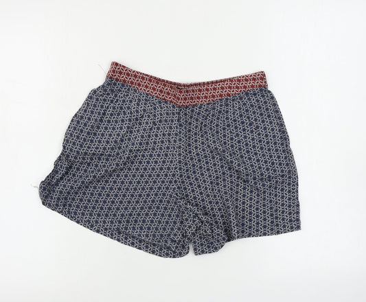 Papaya Womens Blue Geometric  Hot Pants Shorts Size 8