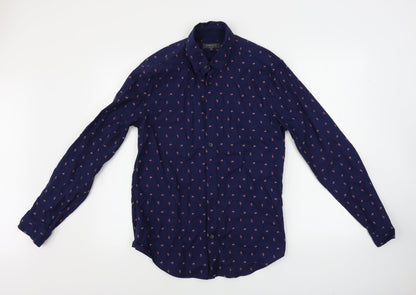 Mens UK Size S Marks and Spencer Blue  Button-Up Long Sleeve Casual Shirt