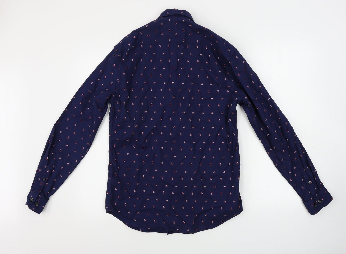 Mens UK Size S Marks and Spencer Blue  Button-Up Long Sleeve Casual Shirt