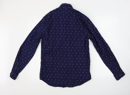 Mens UK Size S Marks and Spencer Blue  Button-Up Long Sleeve Casual Shirt